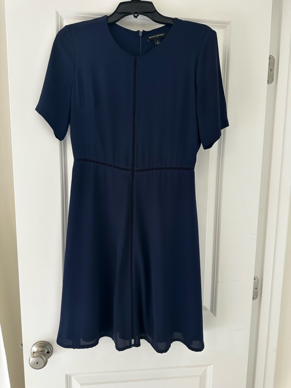 Banana Republic Navy Short-Sleeve A-Line Dress